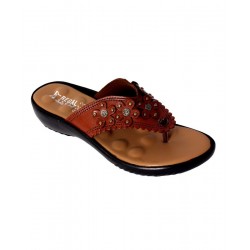 Trendy Floral Design Brown Slippers RG-098